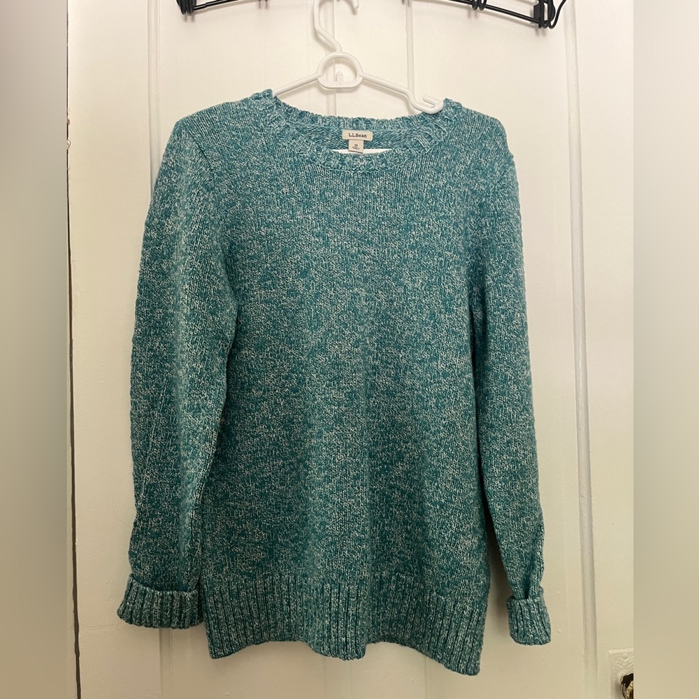 LL Bean 100% Cotton Blue & White Sweater Size Medium